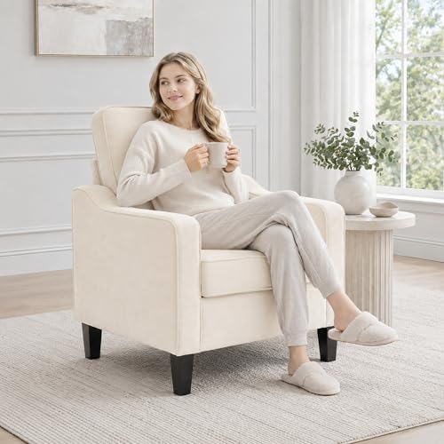 Comfy Accent Chair for Living Room, Modern Reading Chair for Bedroom, Beige |...