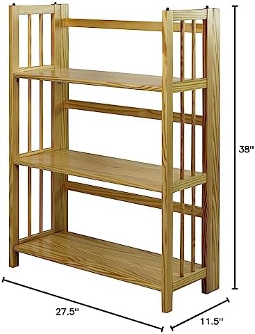 Casual Home 3-Shelf 27.5" Wide Folding Stackable Bookcase, Natural (New)