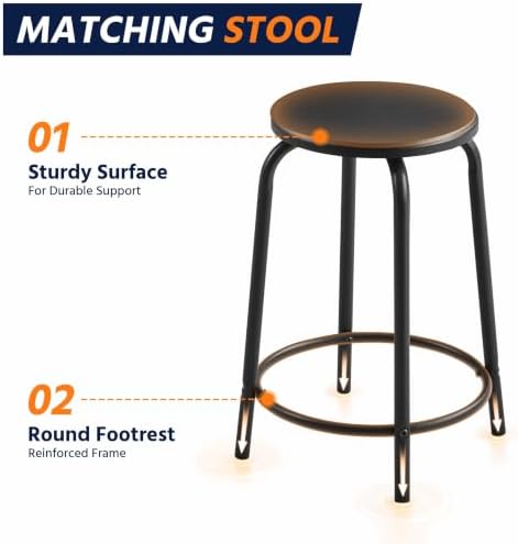 Yaheetech Adjustable Drafting Table & Stool, Tilting Glass Art Desk, Black
