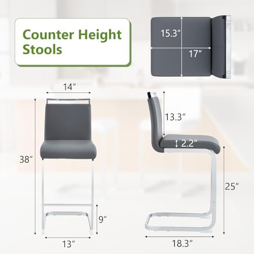 Counter Height Bar Stools Set of 4 - Grey Bar Stools for Kitchen Island,25