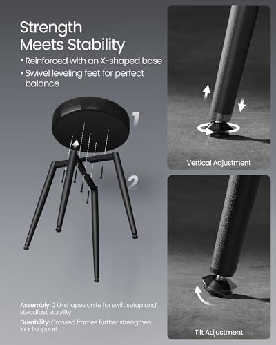 VASAGLE Dining Chairs Stools Set of 2, Upholstered, PU Leather