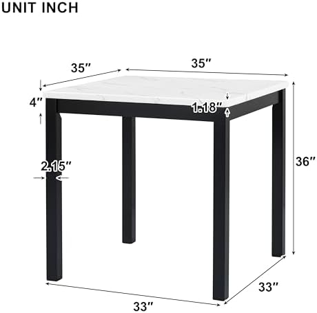 RuiSiSi 5-Piece Counter Height Dining Table Set for 4, Black