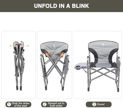 EVER ADVANCED Lightweight Aluminum Director Camping Chair, 350 lb Capacity
