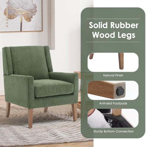 COLAMY Modern Wingback Living Room Chair, Upholstered Fabric Accent Armchair,...