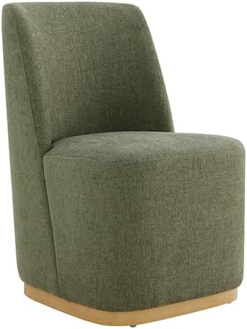 CHITA Upholstered Rolling Dining Chair on Casters Set of 2, FSC Certified Mod...