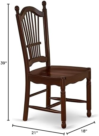 East West Furniture DOC-MAH-W Dover Kitchen Dining Chairs - Slat Back Wood Se...