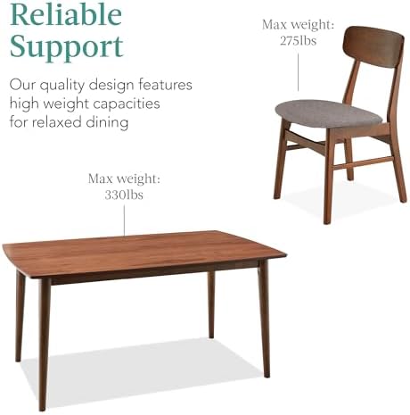 Best Choice Products 7-Piece Wooden Dining Room Table Set, Mid-Century Modern...