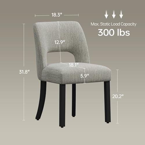 keoni Wooden Dining Chairs Set of 6, Mid Century Modern Upholstered Dining Ro...