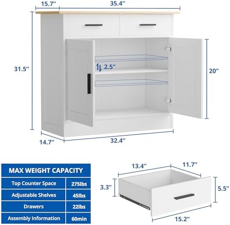 Buffet Cabinet with Storage - Buffets & Sideboards Kitchen Storage Cabine...