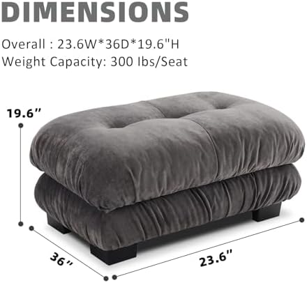 Upholstered Ottoman Footstool with Cushion for Sectional Sofa Couch 300lbs fo...