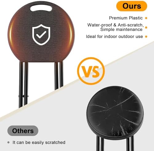 Folding Stool, 18 Inch Foldable Stool with Handle & Steel Frame, Pack of ...