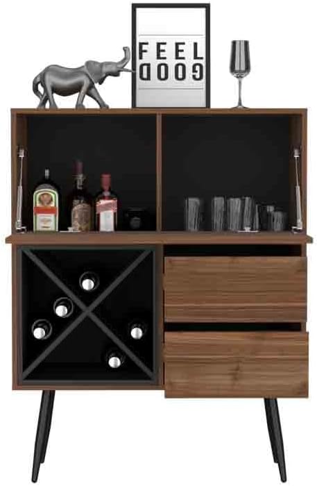 Octupos Kitchen Island with Bottle Racks and Drawers | Includes four bottle r...