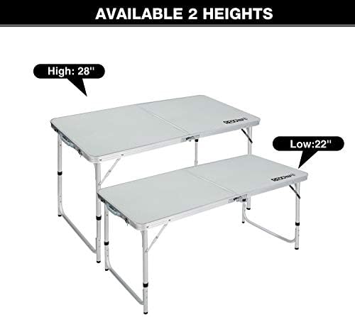 REDCAMP Heavy-Duty Aluminum Frame Camping Table, 4ft Large Folding Table (48x...