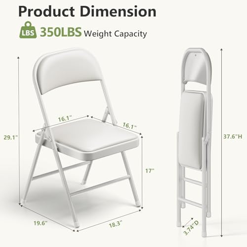 Folding Dining Table Set for 4, 5FT Foldable Plastic Table with Carrying Hand...