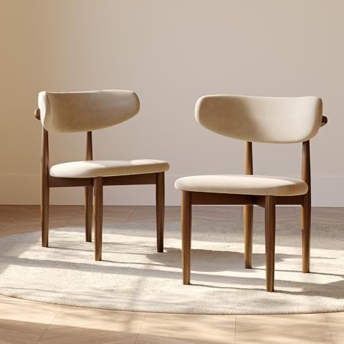 POVISON Round Dining Table Set, 47" Sintered Stone Dining Table with 4 D...