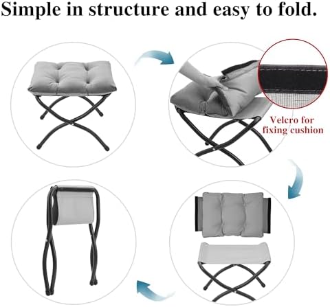 15"(H) Folding Ottoman, Foldable Footrest Stool, Portable Small Foot Sto...