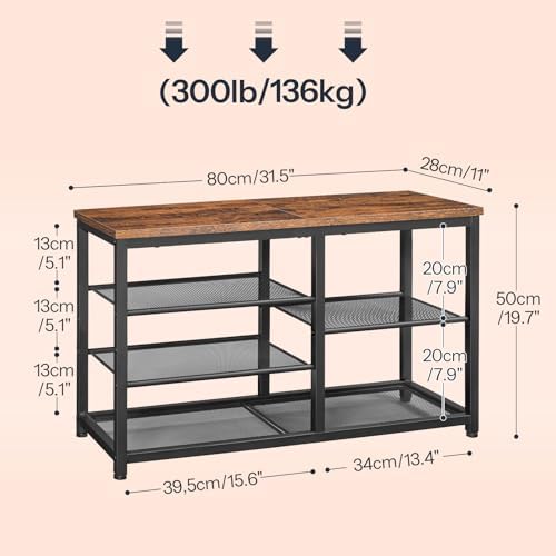 HOOBRO Shoe Bench, 5-Tier Shoe Rack Bench with Mesh Shelves, Shoe Organizer, ...