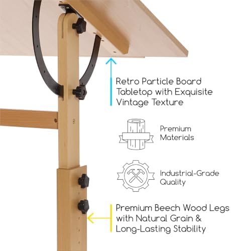 MEEDEN Extra-Large Wood Drafting Table: 42" x 30" Artist Drawing Ta...