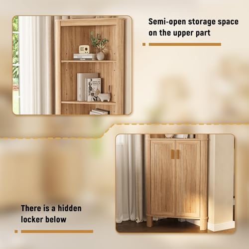 INNOD 69" Tall Corner Shelf with Doors, 6-Tier Corner Storage Cabinet wi...