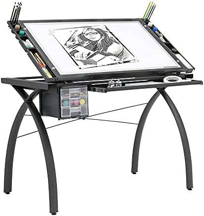 Artograph Futura Light Tracing Table with Storage Drawers, Charcoal Black