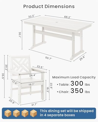 7-Piece Outdoor Dining Set, HDPE All-Weather Patio Table and Chairs Set for 6...