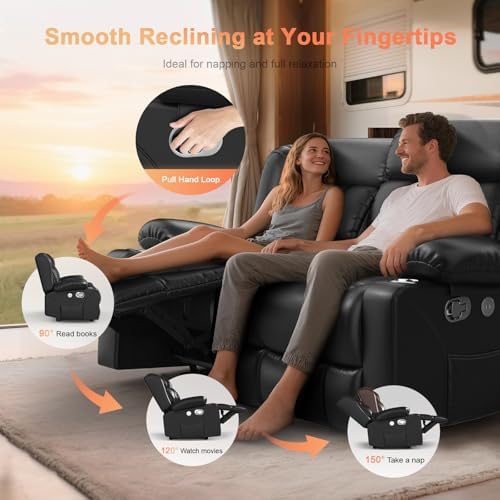 RV Loveseat Recliner Sofa, Reclining Loveseat Home Theater Seating with USB P...