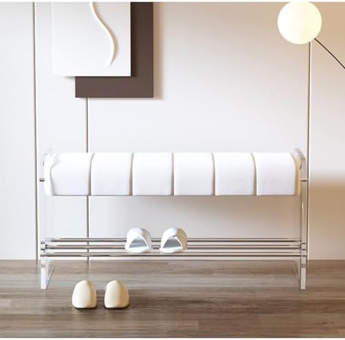 Foot Stool Shoe Changing Stool Transparent Acrylic Bench Bedroom Cloakroom Si...