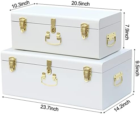 Vixdonos Decorative Metal Box Storage Trunks Set of 2 College Dorm Chest with...
