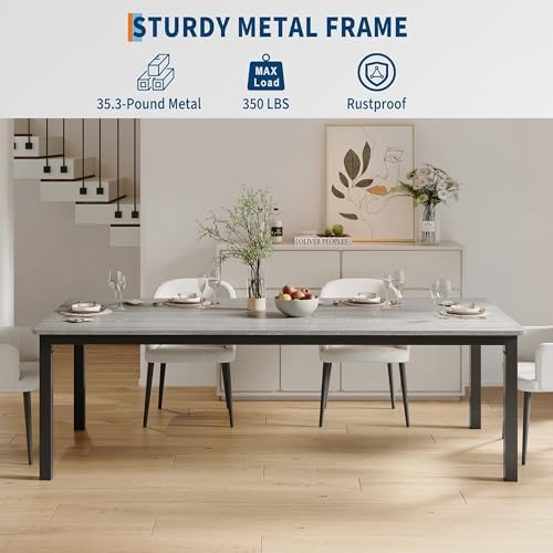 GarveeHome 71in Industrial Dining Table for 6-8 People, Long Kitchen Table