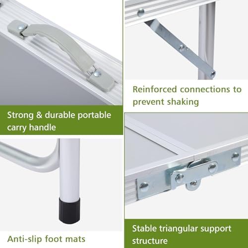JOUYEK Camping Table, Folding Portable Kitchen Table with Storage Gray