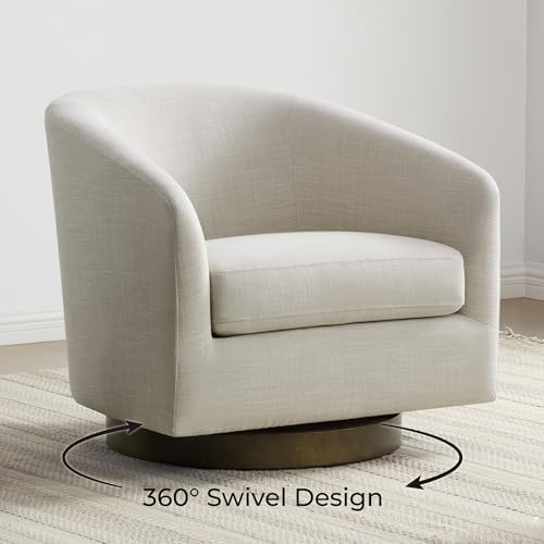 CHITA Swivel Accent Chair Set of 2, FSC Wood Frame, Fully Assembled, Linen
