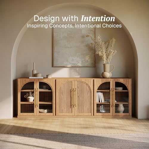 BELLEZE Jagger 3-Piece Modular Sideboard Buffet Cabinet - Camel