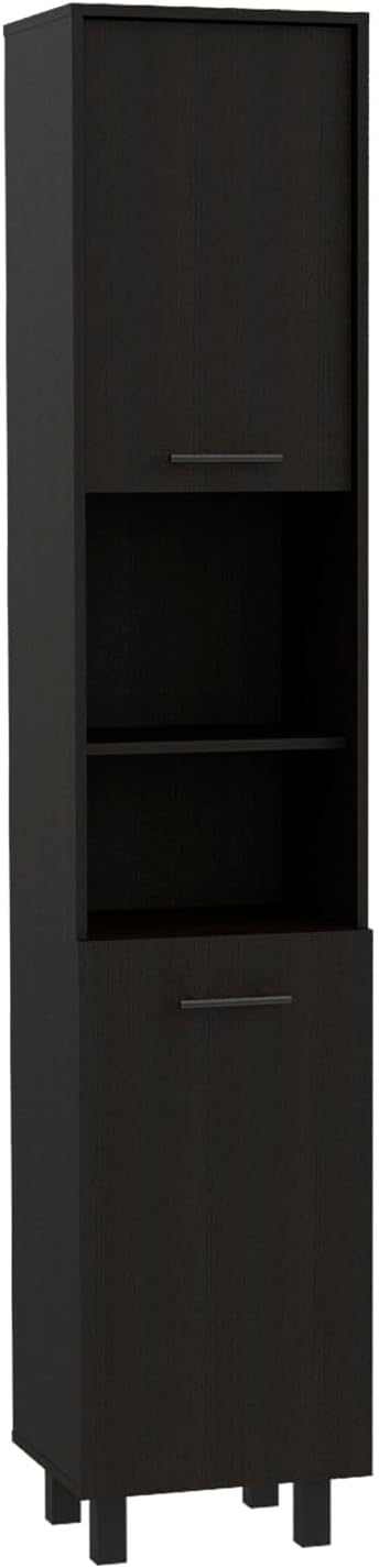 2-Door Pantry Cabinet, with Two 2-Cabinet Spaces and Two Open Shelves