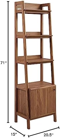 Modway 21" Bookshelf Display Case in Walnut
