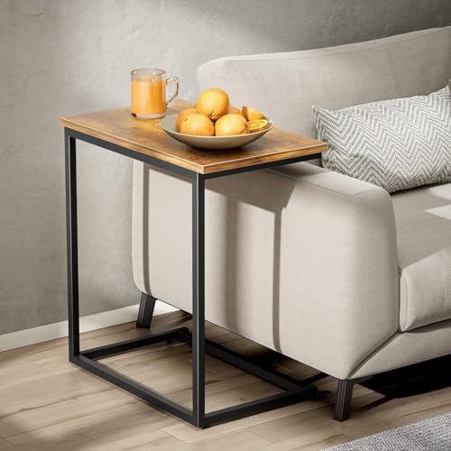 Pipishell C Shaped End Table Set of 2, Side Table for Couch Slide Under, C Ta...