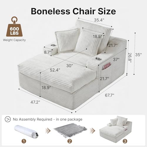 Oversized Chaise Lounge Chair Indoor, Upholstered Sleeper Sofa Bed | Couch wi...