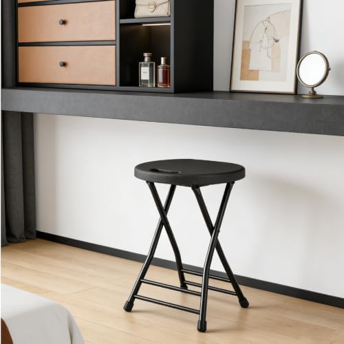 Folding Stool, 18 Inch Foldable Stool with Handle & Steel Frame, Pack of ...