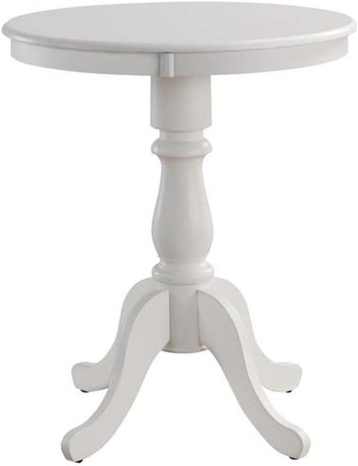 Pemberly Row 30" Round Pedestal Bar Table, Solid Wood, Antique White Fin...