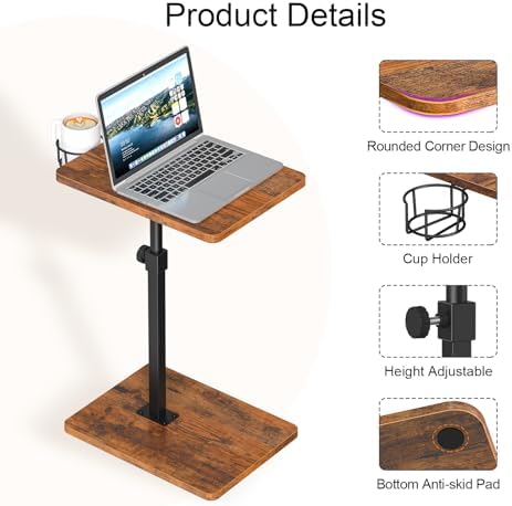 Giikin TV Tray Table, 360° Swivel Height Adjustable TV Trays for Eating on Co...