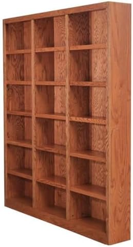 BOWERY HILL Traditional 84" Tall 18-Bookshelf Triple Wide Wood Bookcase ...