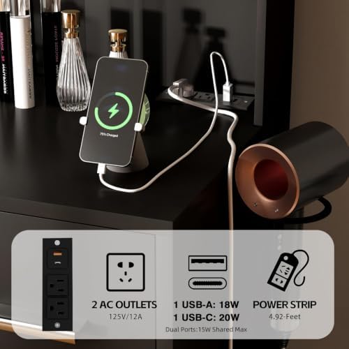 Furmax Vanity Desk with LED Mirror,Power Outlet,7 Drawers Makeup Table | LED ...