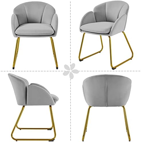 Yaheetech Flower Shape Vanity Chair with Petal Armrests, Gray