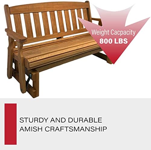 Amish Casual Heavy Duty 800 Lb Mission Pressure Treated Porch Glider (4 Foot,...