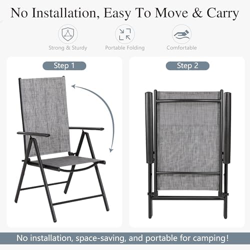 Sophia & William Patio Dining Set for 6 w/Folding Chairs & Beige Umbr...