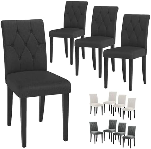 Welzona Upholstered Dining Chairs Set of 4, Button Tufted Parsons Dining Chai...