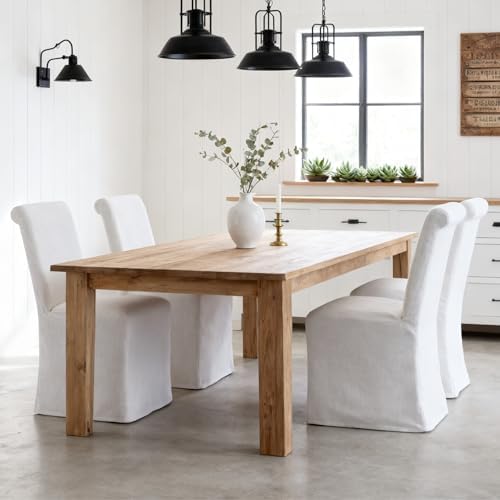 Parsons Dining Chairs Set of 4, Upholstered Slipcovered Dining Room Chairs wi...