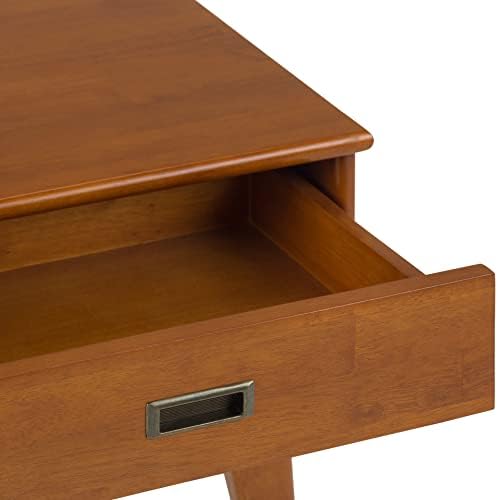 SIMPLIHOME Draper 22" Wide Solid Wood Rectangular End Table in Teak Brown