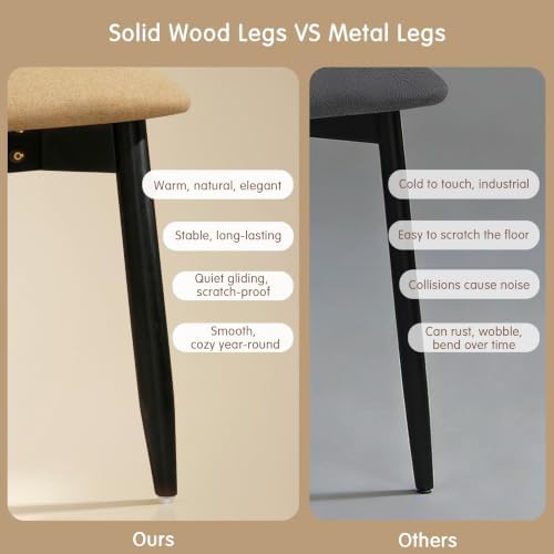 CHUN YI Dining Chairs Set of 4, Upholstered Wooden Dining Room Chairs with Er...