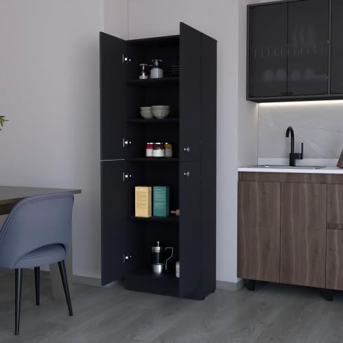 71" Tall Kitchen Pantry Cabinet with Storage,4-Door Wooden Cupboard Cred...