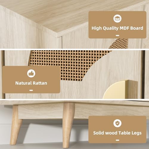 Buffet Cabinet with Storage Sideboard Accent Modern Credenza with Doors &...